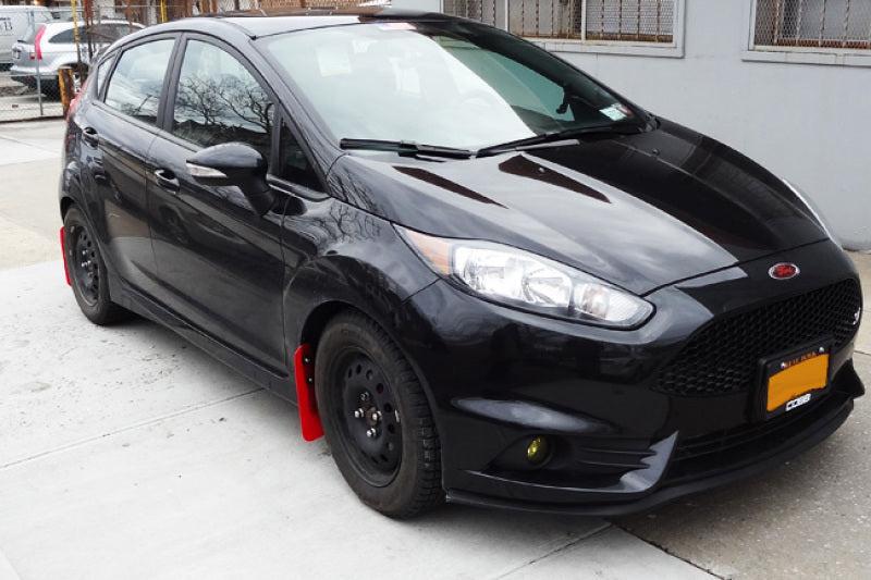 Rally Armor Black UR Mud Flap w/ White Logo 13-19 USDM Ford Fiesta ST | MF29-UR-BLK/WH