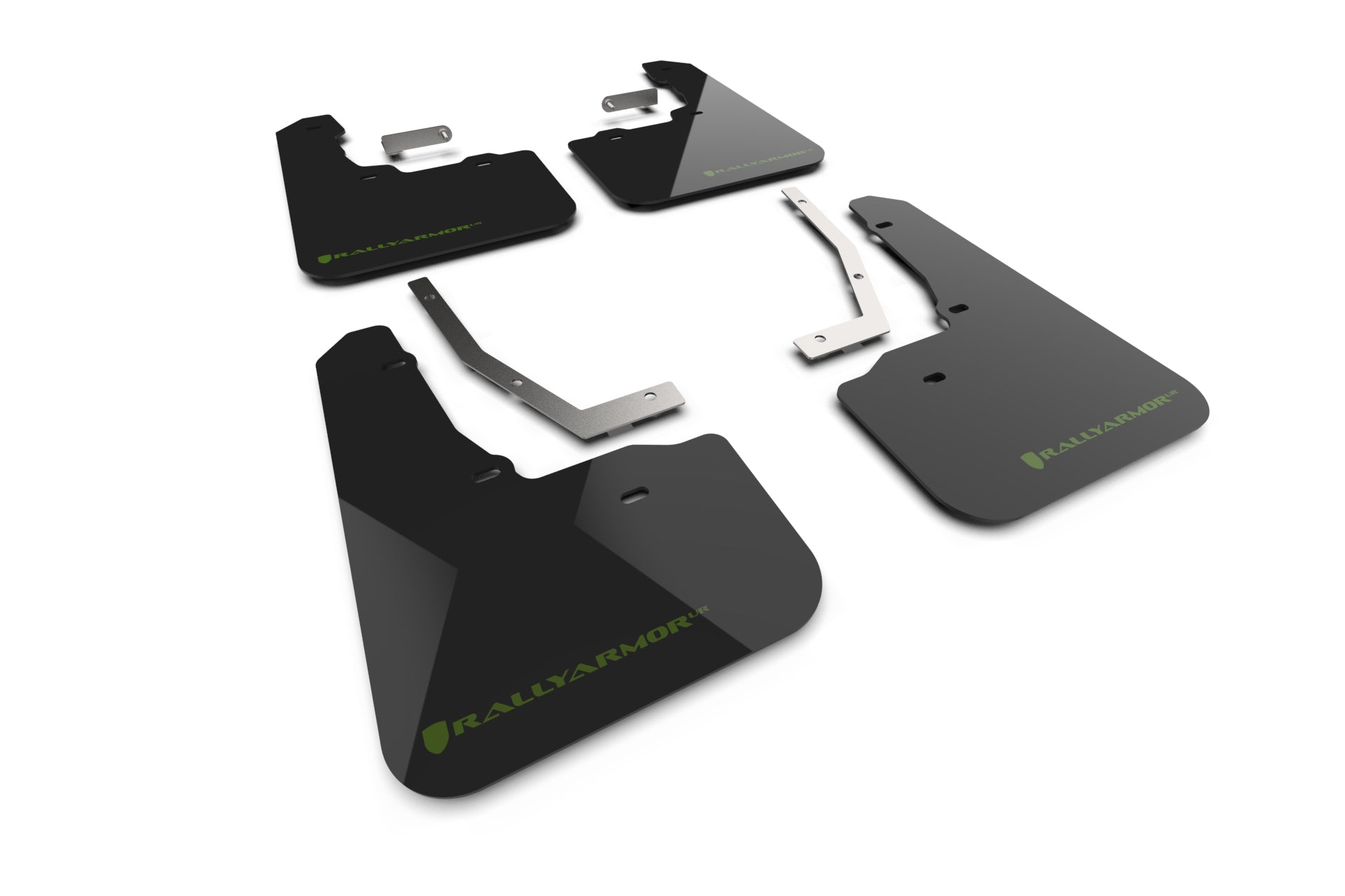Rally Armor Black UR Mud Flap w/Green Logo 2026 Subaru Forester Wilderness | MF152-UR-BLK-AGN