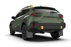 Rally Armor Black UR Mud Flaps w/ White Logo Subaru Crosstrek Wilderness 2024-2025 | MF116-UR-BLK-WH