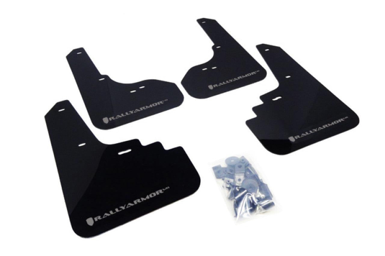 Rally Armor Polyurethane Black Mud Flaps w/ Grey Logo Subaru WRX 2008-2010 | MF6-UR-BLK/GRY