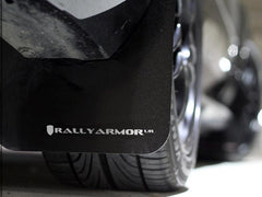 Rally Armor Polyurethane Black Mud Flaps w/ White Logo Subaru WRX 2008-2010 | MF6-UR-BLK/WH