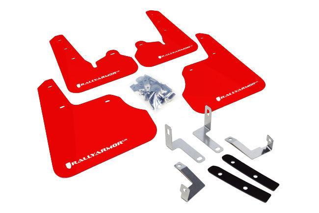 Rally Armor Red Mud Flaps w/ White Logo 2012-2016 Subaru Impreza Hatch and Sedan | MF22-UR-RD/WH