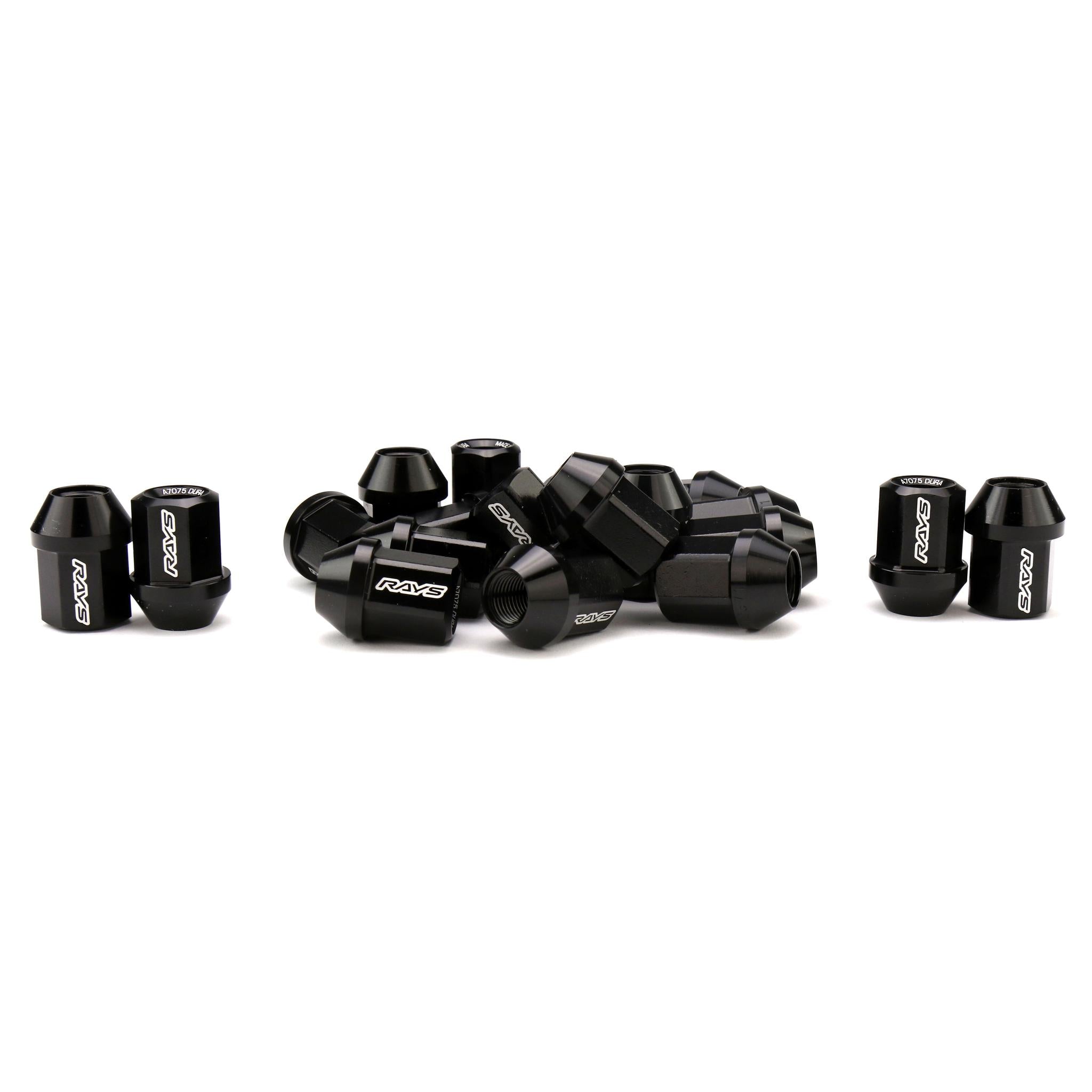 Rays Dura-Nut L32 Straight Type 12x1.25 Lug Nut Set 20 Piece Black | WDURA3212125B