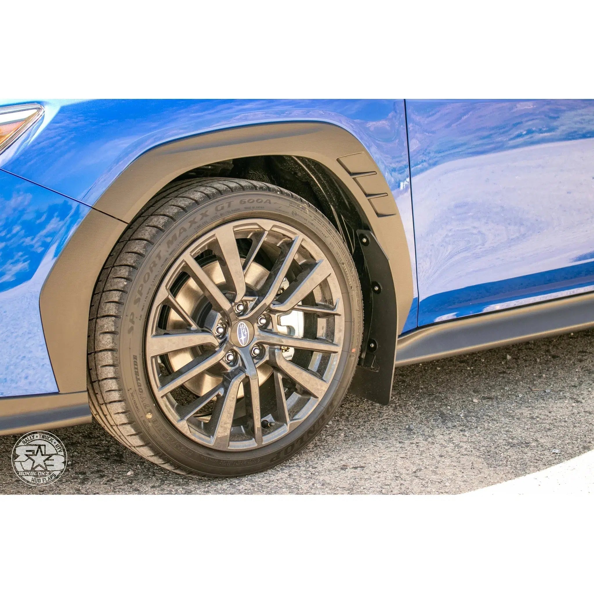 RokBlokz Original Rally Mud Flaps Blue Flaps w/ White Logo Subaru WRX 22-26 | S-VB-O-DBL/WHT