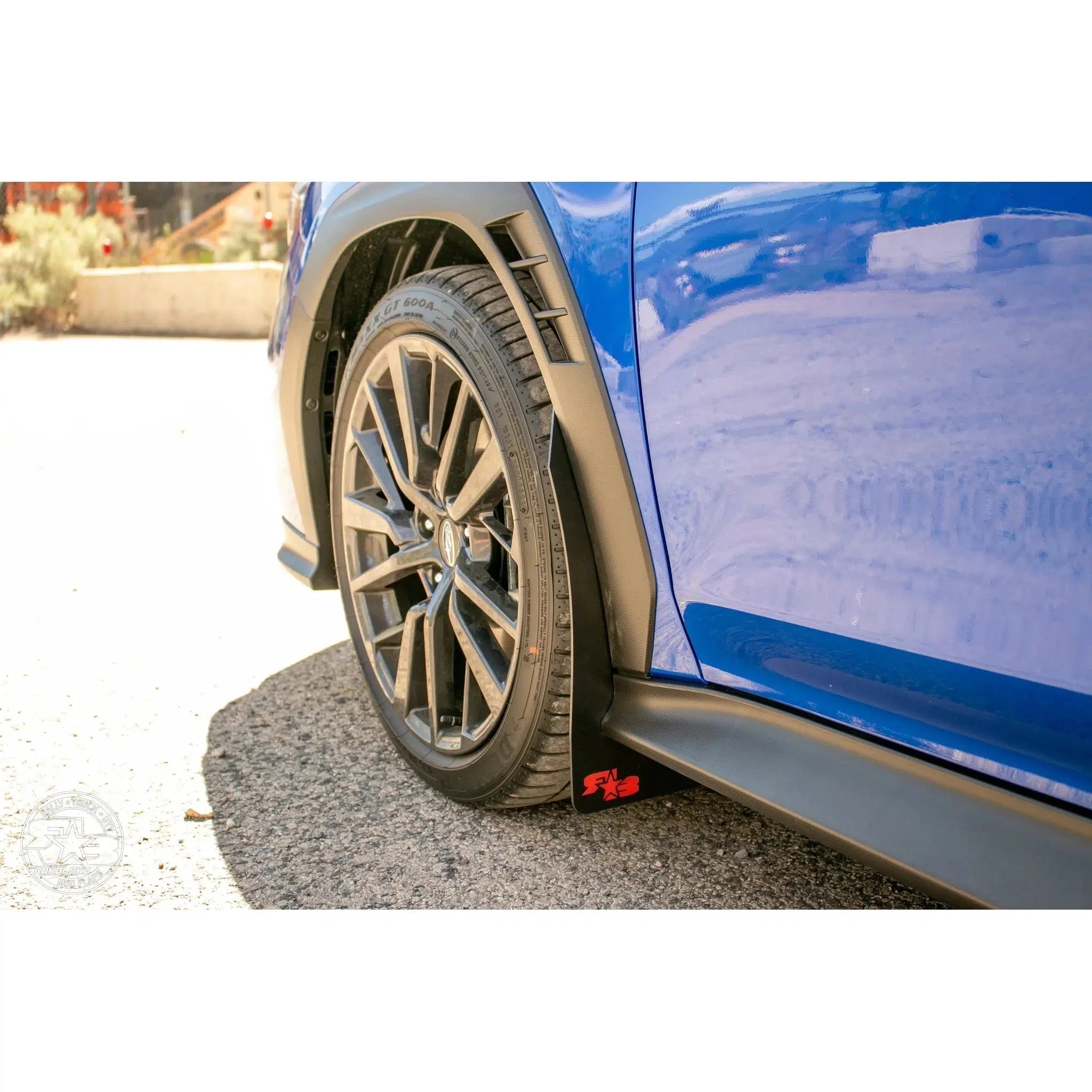 RokBlokz Original Rally Mud Flaps Blue Flaps w/ White Logo Subaru WRX 22-26 | S-VB-O-DBL/WHT