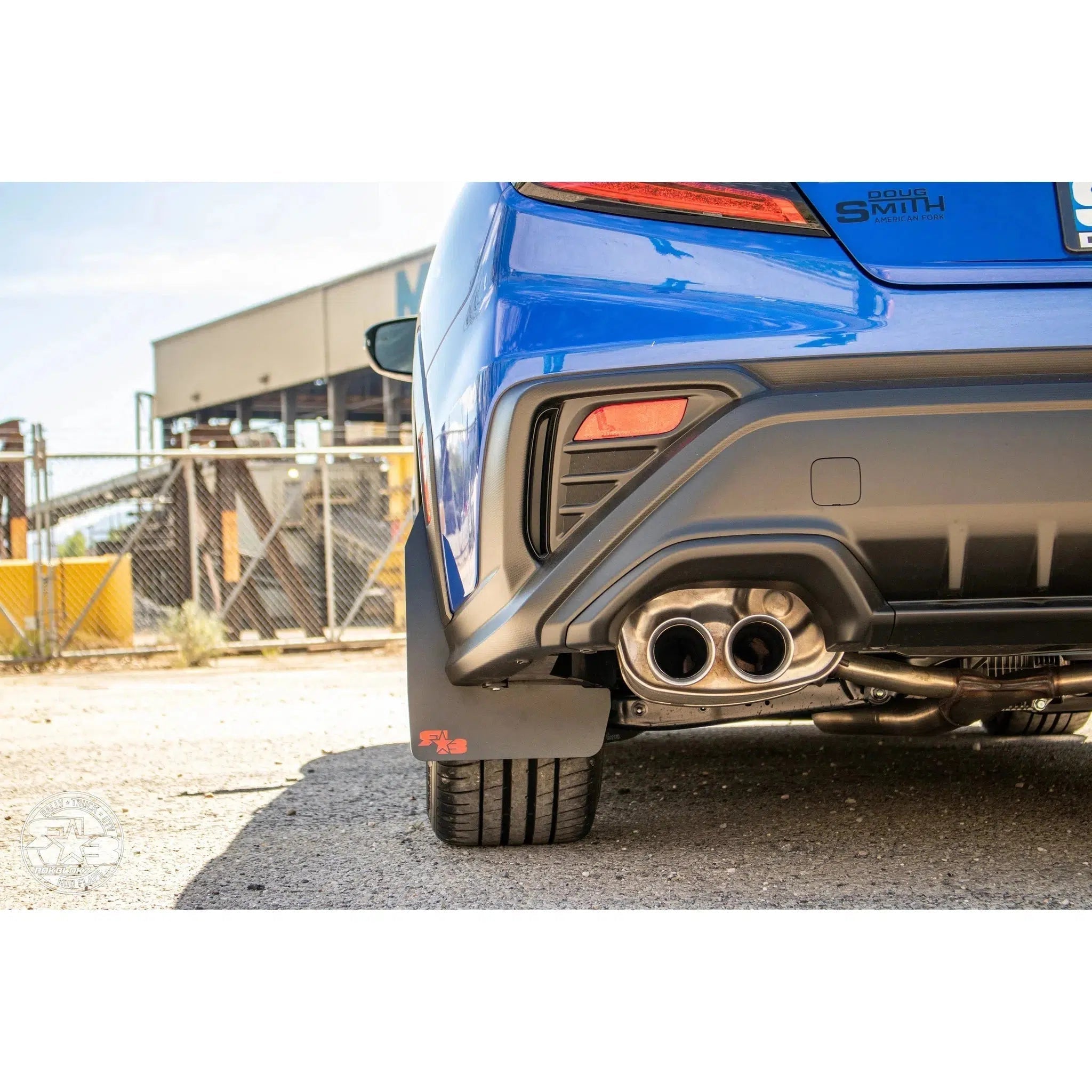 RokBlokz Original Rally Mud Flaps Blue Flaps w/ White Logo Subaru WRX 22-26 | S-VB-O-DBL/WHT