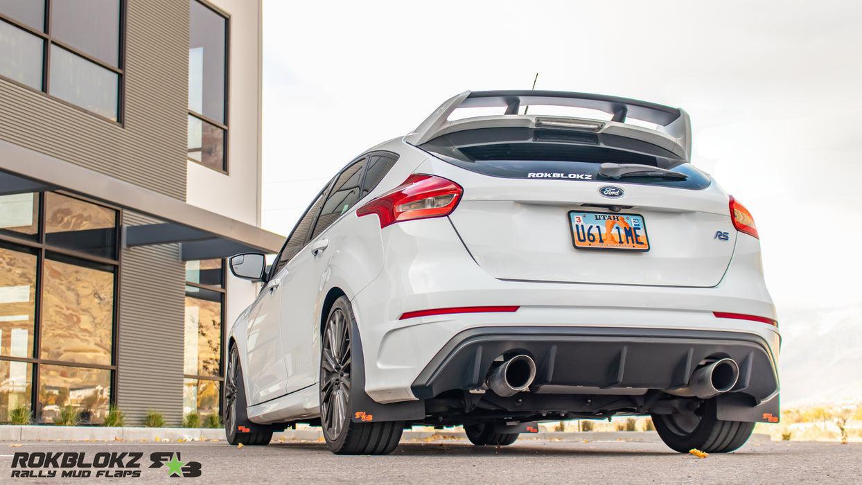 RokBlokz Original Rally Mud Flaps Bright Blue Flaps/Black Logo Ford Focus ST 13-19 | 12FOCUSSTB.BLUE/BLKO
