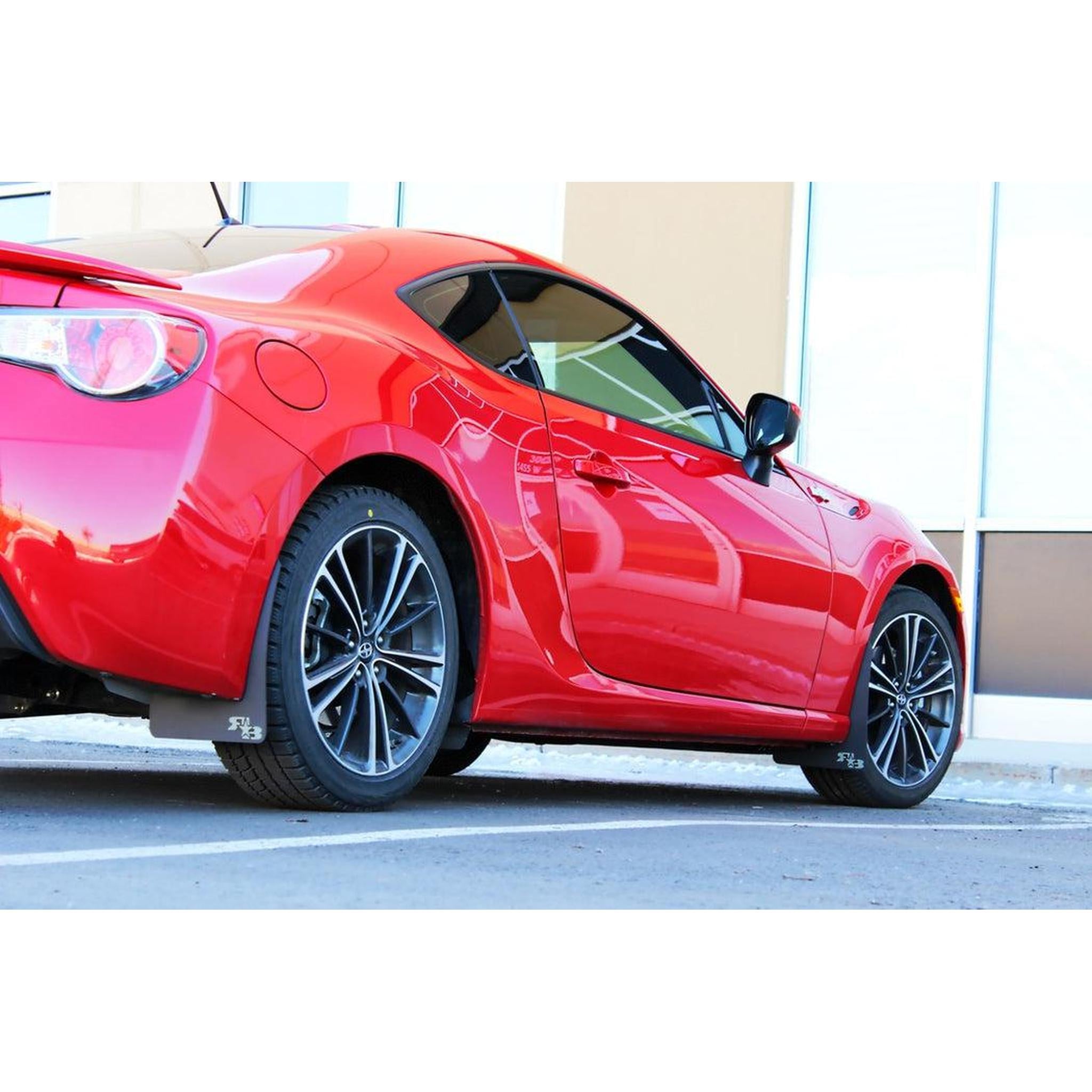 RokBlokz Original Rally Mud Flaps Lime Green Flaps/Black Logo Subaru BRZ / Scion FR-S 13-16