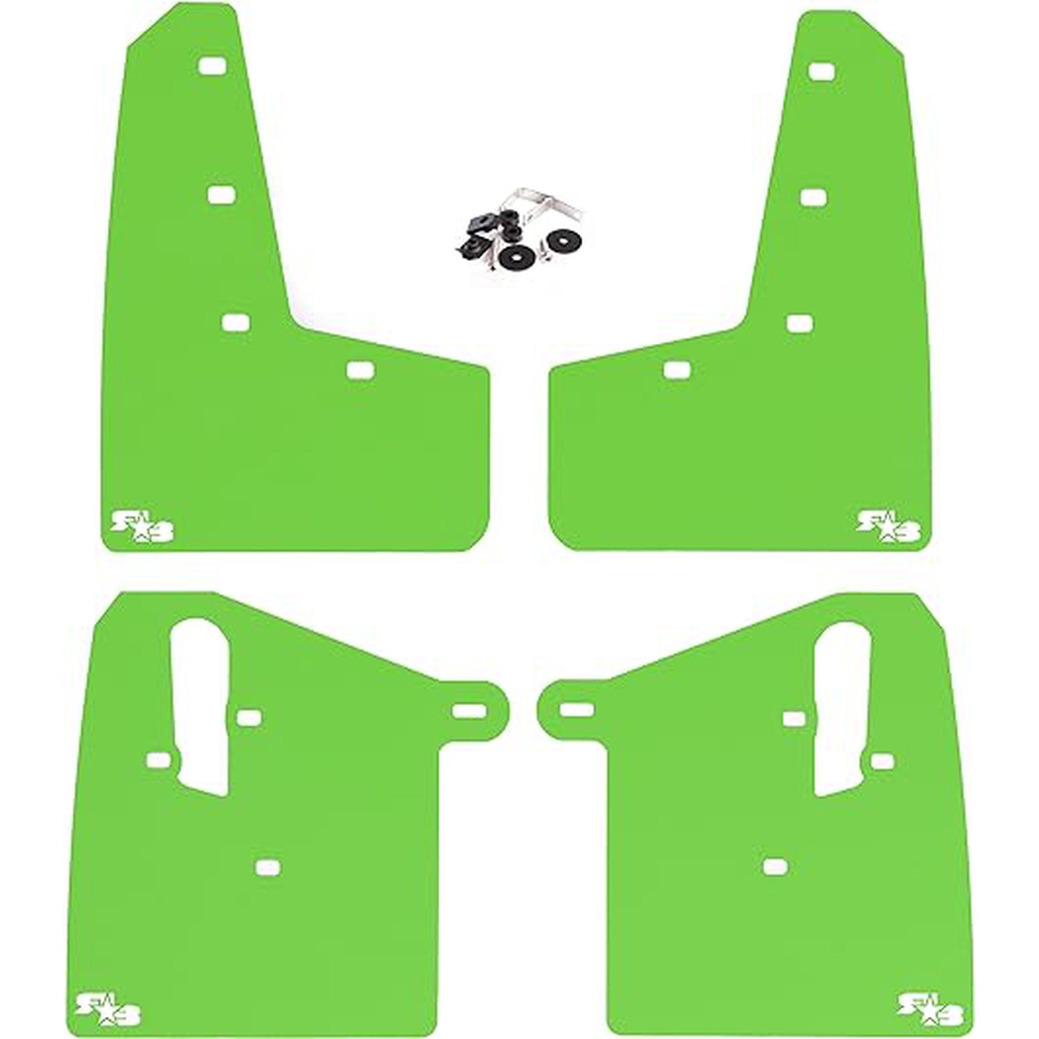 RokBlokz Rally Mud Flaps Lime GreenFlap w/ White Logo Subaru WRX / STI 2015-2021 | S-VA-O-LIM/WHT