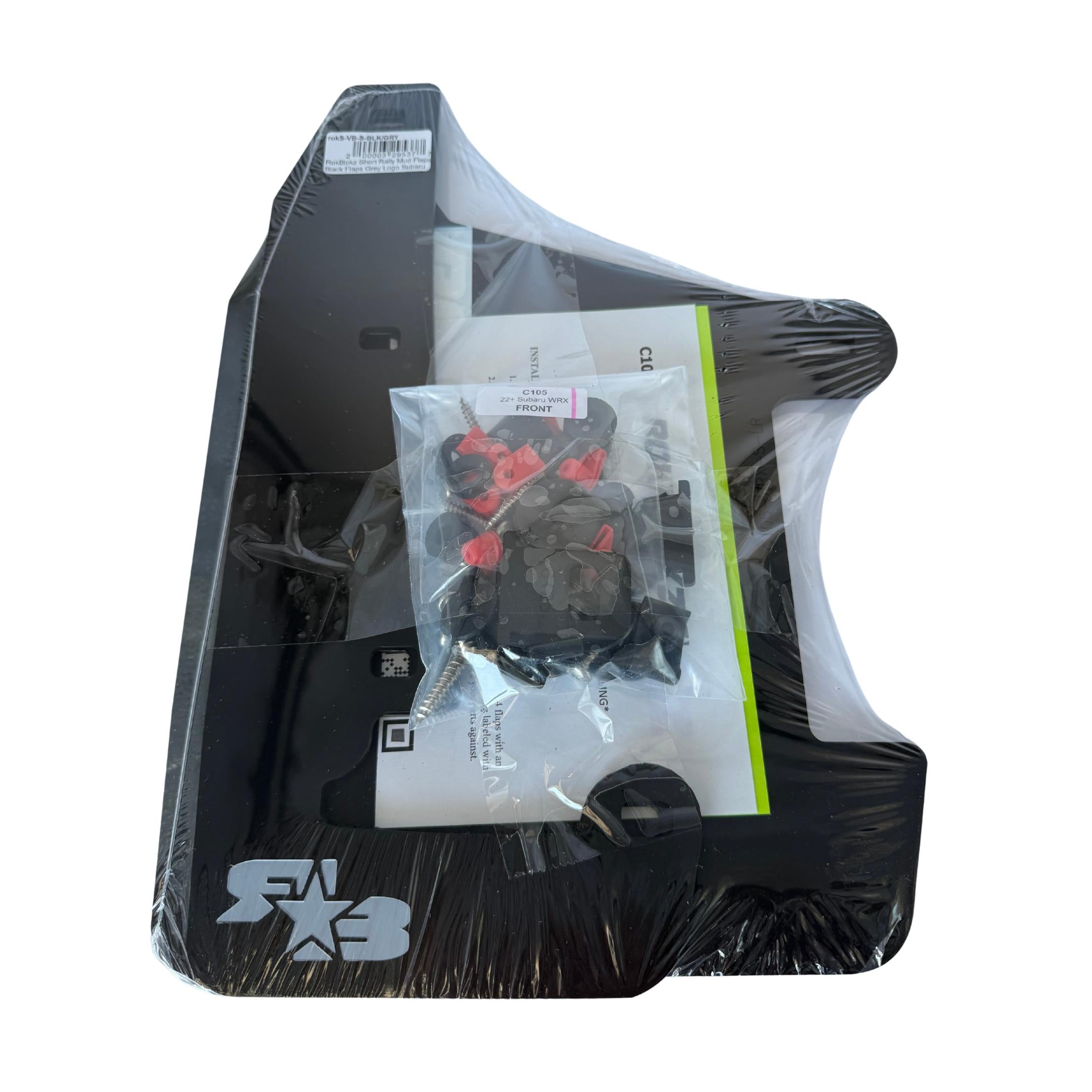 RokBlokz Short Rally Mud Flaps Black Flaps Grey Logo Subaru 2022-2026 WRX | S-VB-S-BLK/GRY