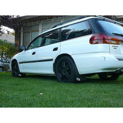 RokBlokz Short Rally Mud Flaps Bubble Gum Pink Flaps/White Logo Subaru Legacy 1995-1999