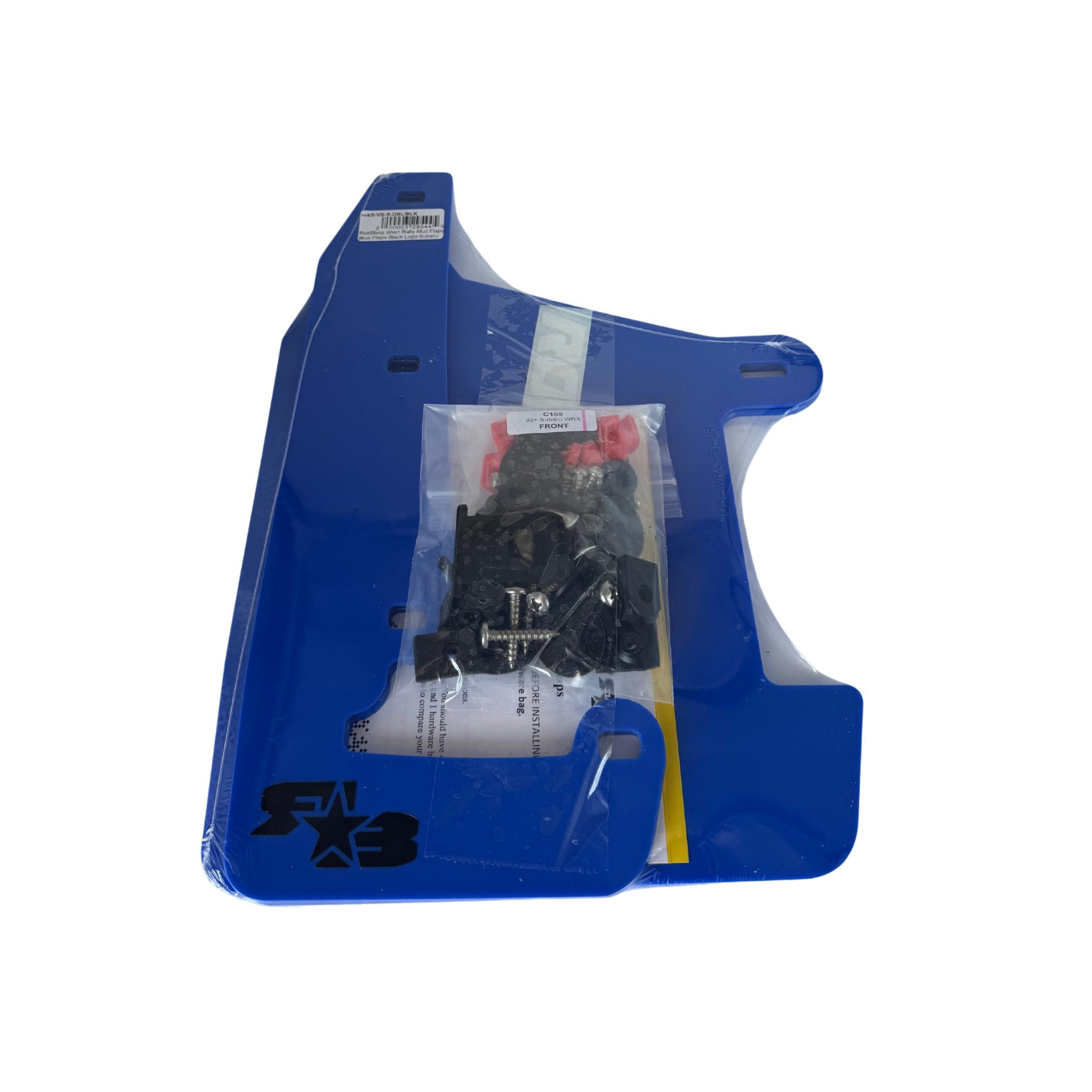 RokBlokz Short Rally Mud Flaps Deep Blue Flaps Black Logo Subaru 2022-2026 WRX | S-VB-S-DBL/BLK