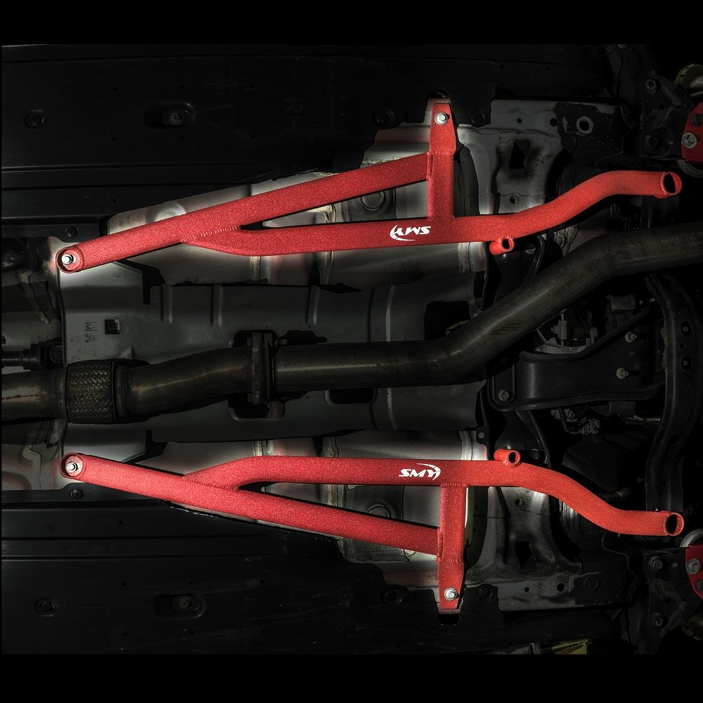 SMY Center Floor Power Brace Kit Wrinkle Black Subaru WRX / STI 2008-2021 | SMY-SUSBK-MIDDLE