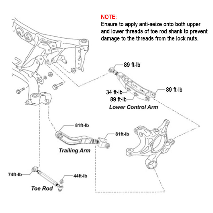 SMY Stealth Heavy Duty Adjustable Rear Lateral Links / Toe Arms 2008-2021 WRX / STI | SMY-SUS-TOE-GR