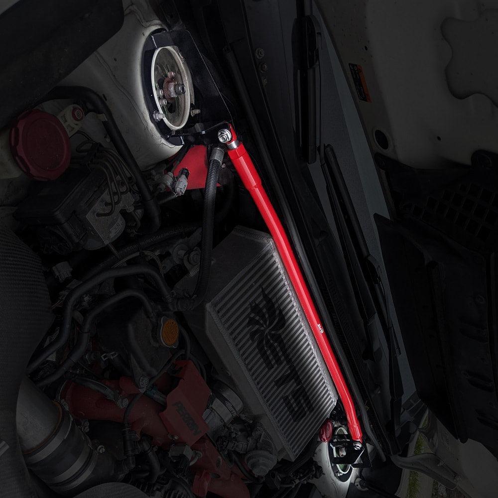 SMY TallBoy Front Strut Bar Wrinkle Red WRX / STI 2015-2021 | SMY-SUS-TWRVA