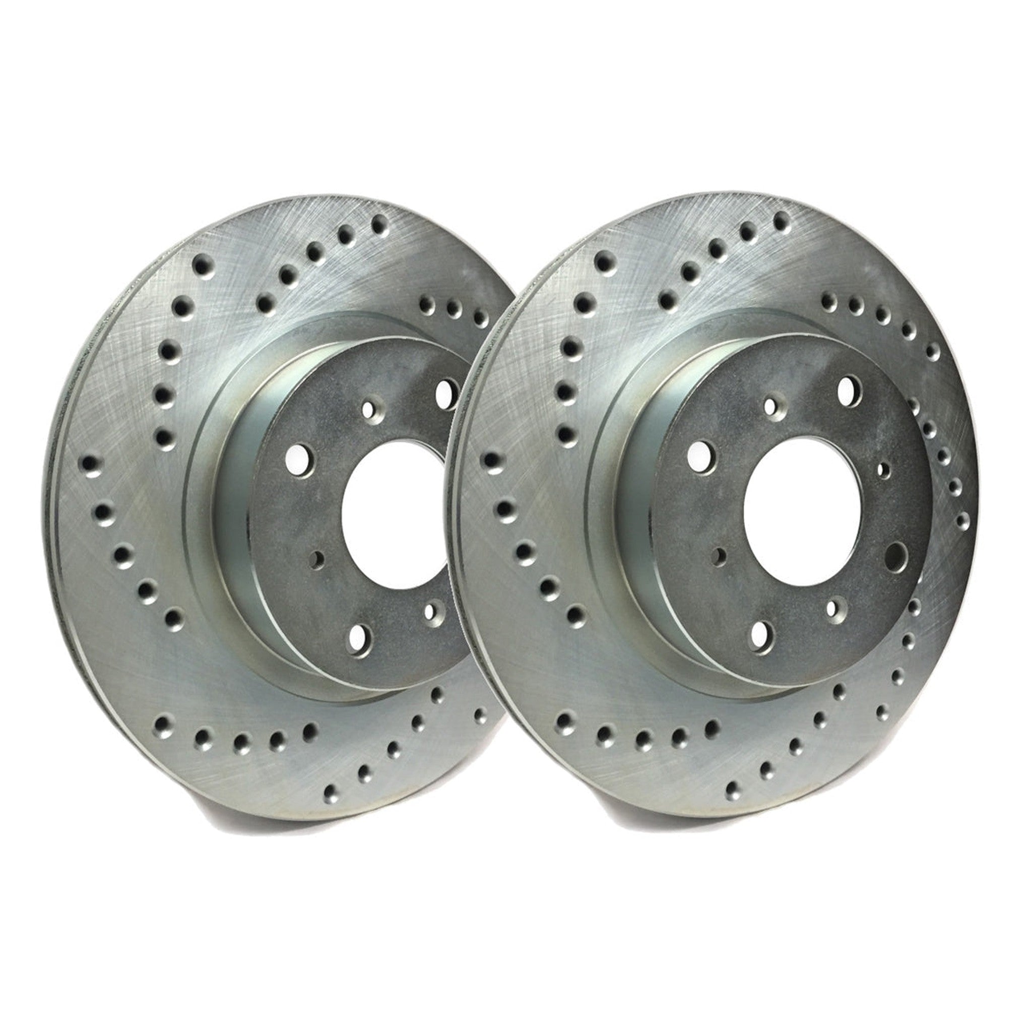 SP Performance Front Pair Cross Drilled Brake Rotors Silver Zinc Subaru WRX 2022-2025 | C47-567-P