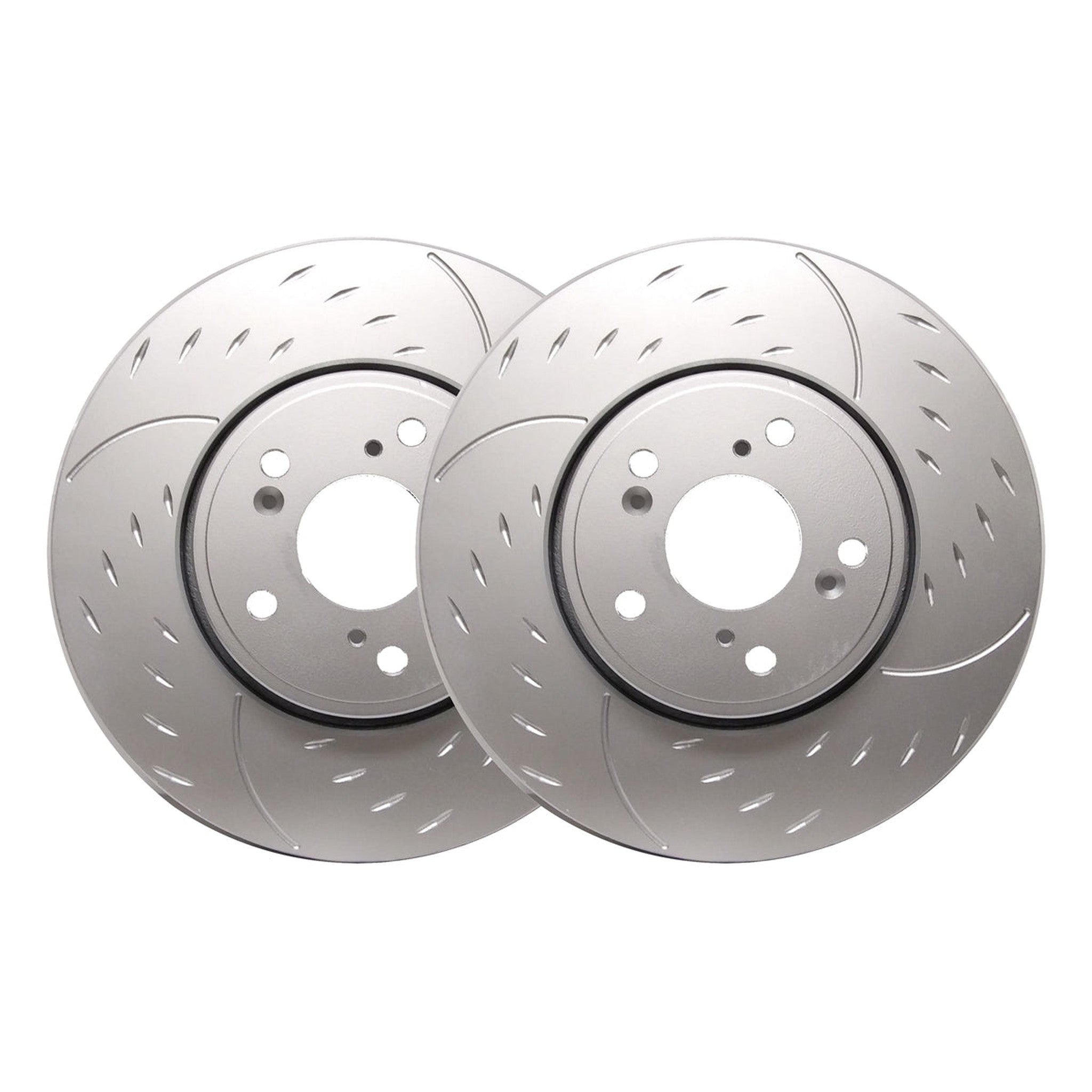 SP Performance Front Pair Diamond Slotted Brake Rotors Silver Zinc Subaru WRX 22-25 | D47-567-P