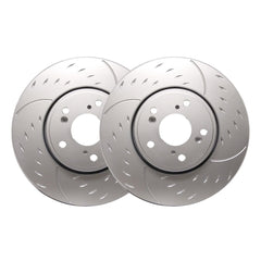 SP Performance Front Pair Diamond Slotted Brake Rotors Silver Zinc Subaru WRX 22-25 | D47-567-P