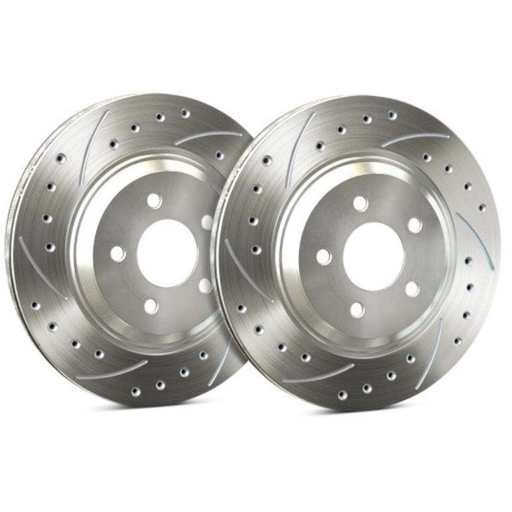 SP Performance Front Pair Drilled and Slotted Brake Rotors Silver Subaru WRX 2022-2025 | F47-567-P