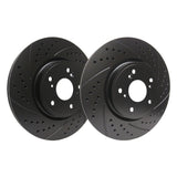 SP Performance Front Pair Slotted and Double Drilled Brake Rotors Black Subaru WRX 22-24 | S47-567-BP