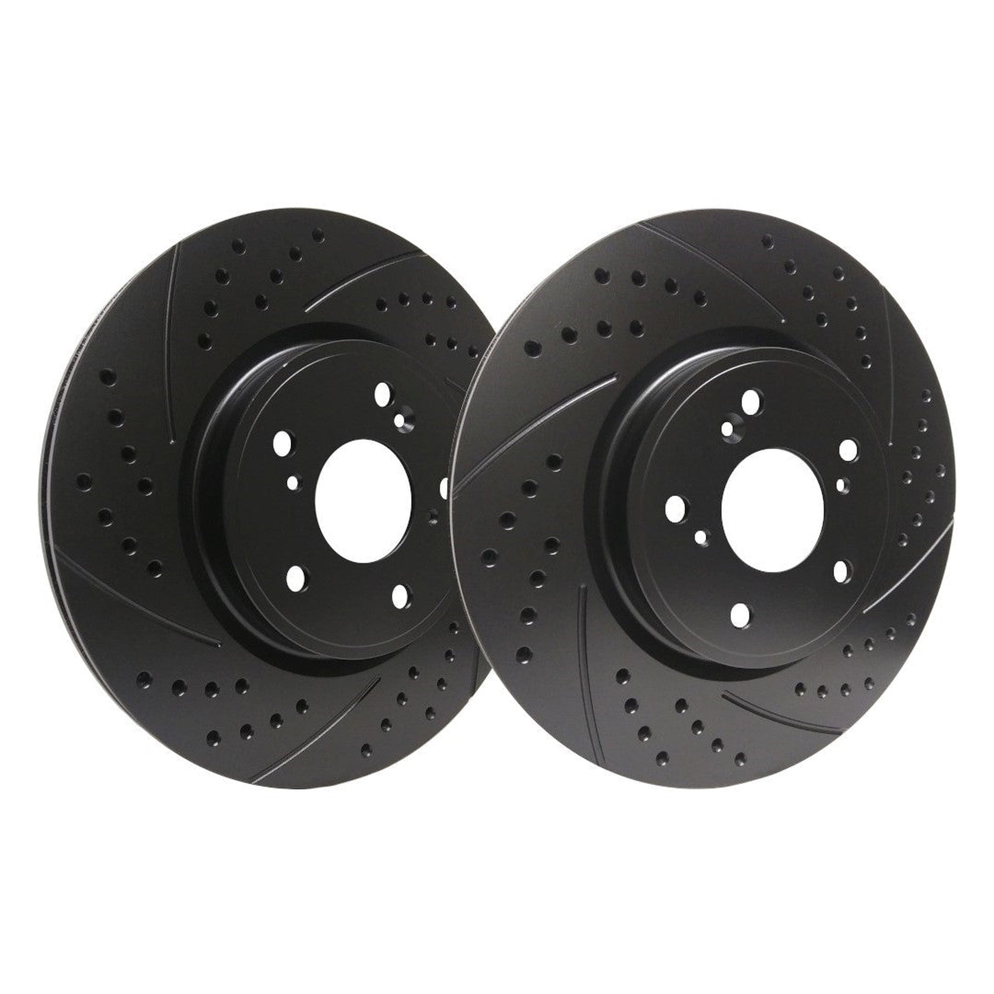 SP Performance Front Pair Slotted and Double Drilled Brake Rotors Black Subaru WRX 22-25 | S47-567-BP