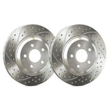 SP Performance Front Pair Slotted and Double Drilled Brake Rotors Silver Subaru WRX 22-24 | S47-567-P