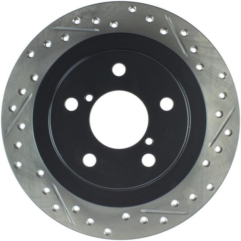 StopTech Slotted & Drilled Left Rear Rotor Subaru WRX 2002-2005 | 127.47011L