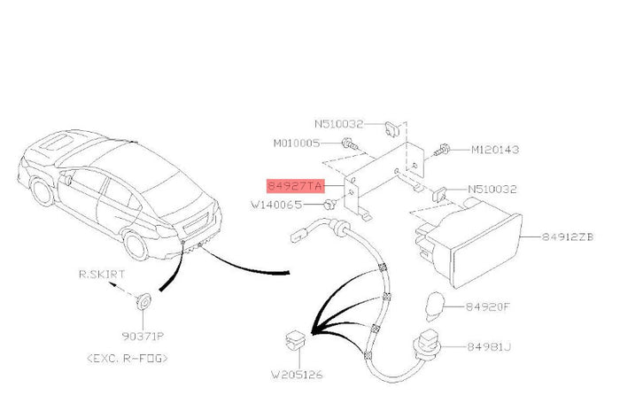 Subaru JDM Rear Fog Lamp Mounting Bracket Subaru WRX 2022-2026 | 84927VC050