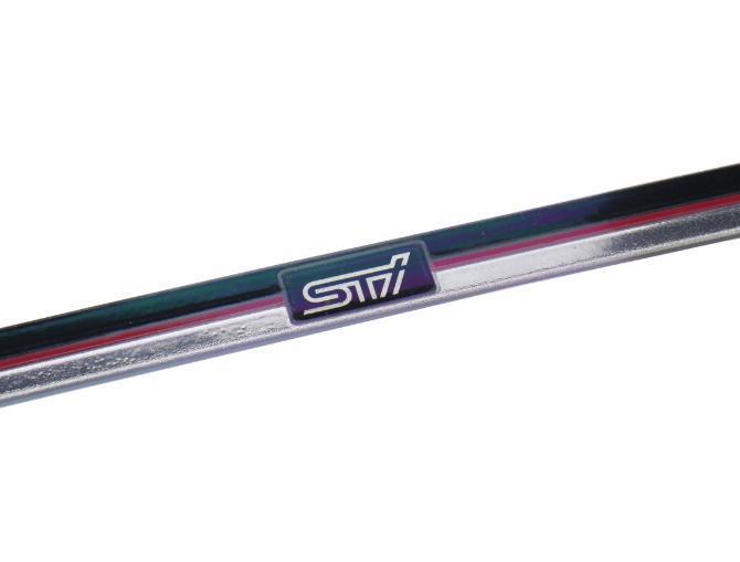 Subaru JDM STI Trunk Lid Garnish Black / Silver w/Cherry Red Stripe WRX / STI 2015-2021 | ST91042VV070