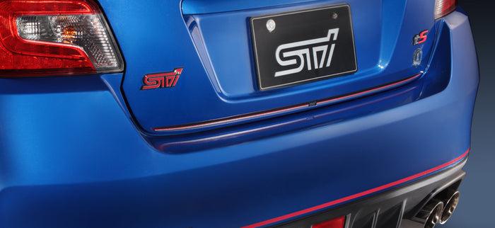 Subaru JDM STI Trunk Lid Garnish Black / Silver w/Cherry Red Stripe WRX / STI 2015-2021 | ST91042VV070
