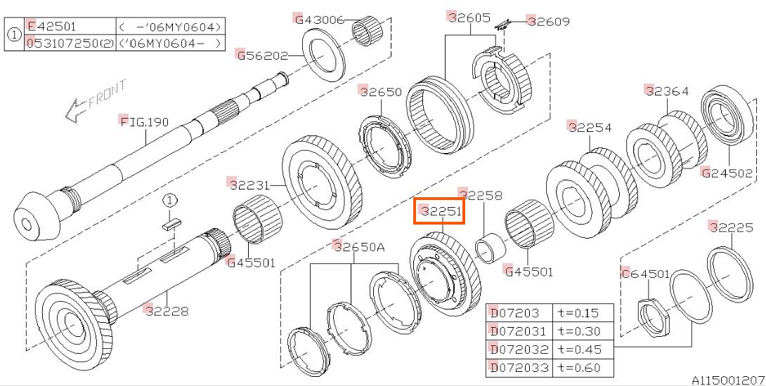 Subaru OEM 2nd Gear Driven Subaru STI 2007 | 32251AA890