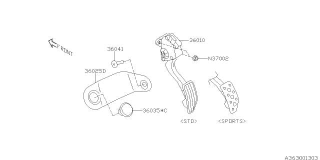 Subaru OEM Accelerator Pedal Assy. 18-19 Crosstrek / 17-19 Impreza | 36010FL030