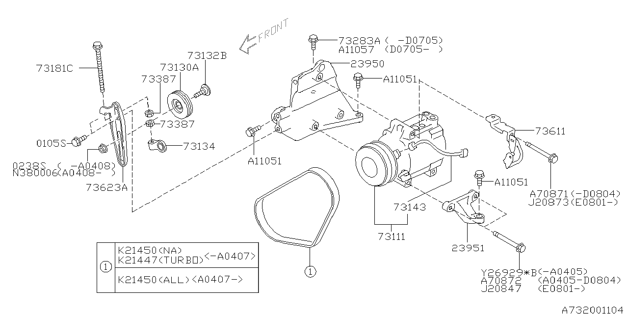 Subaru OEM Accessory Drive Belt Legacy GT 2005 / Outback XT 2005 | 809214550