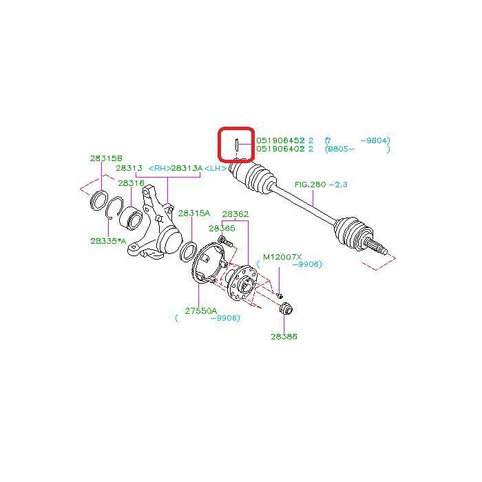 Subaru OEM Axle Spring Pin 1998 Forester / Impreza / Legacy / Outback | 051906402