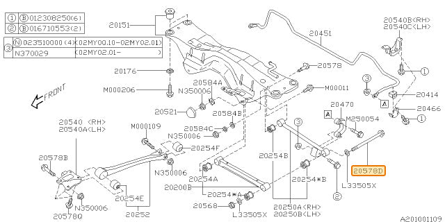Subaru OEM Bolt - Lateral Link - Outer | 20540AA001