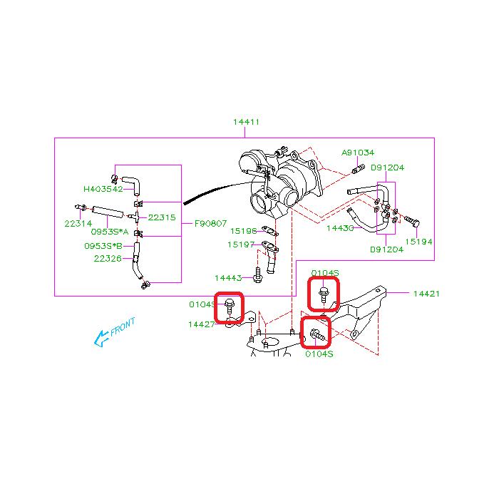 Subaru OEM Bolt - Turbo Bracket WRX / STI 2002-2026 | 010410200