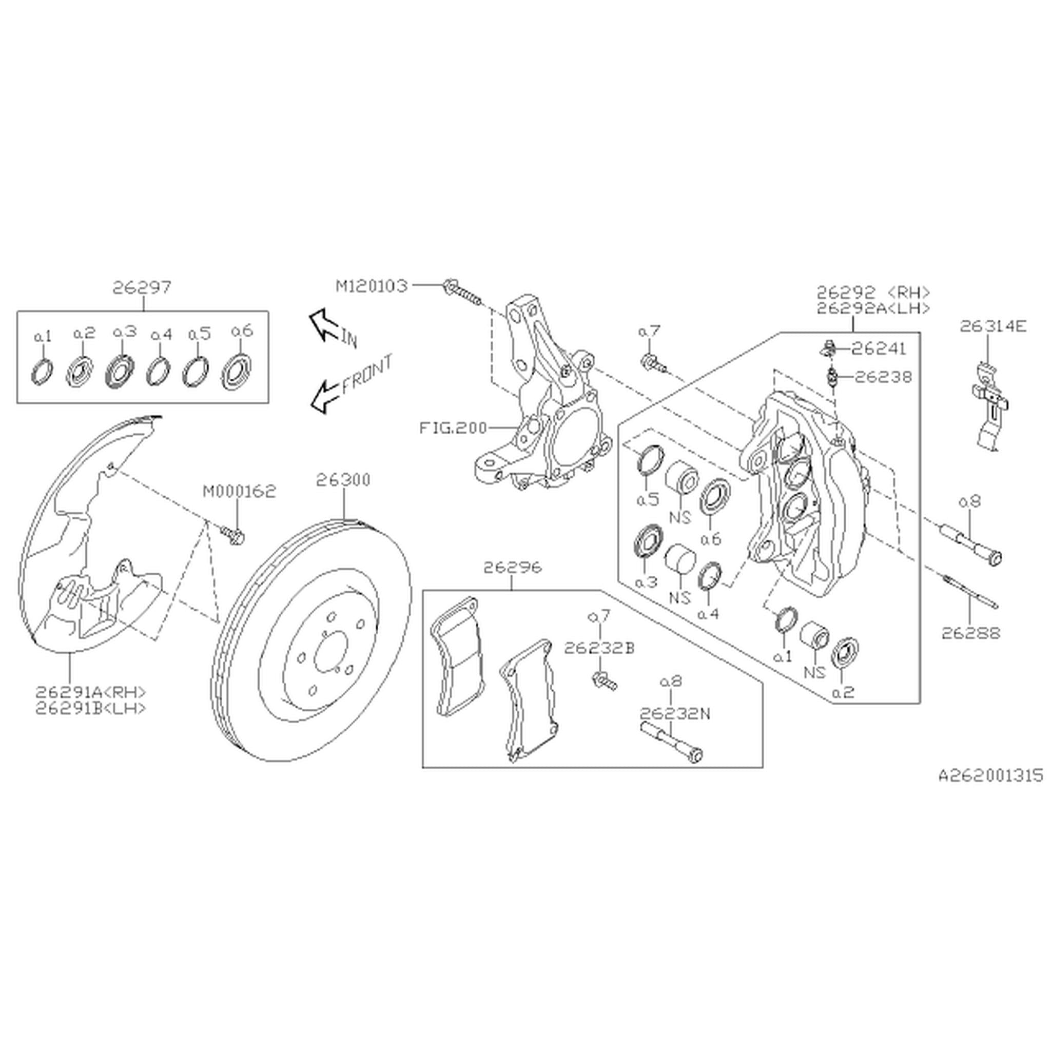 Subaru OEM Brake Pad Pin Nut Subaru STI 2018-2021 | 26232VA050