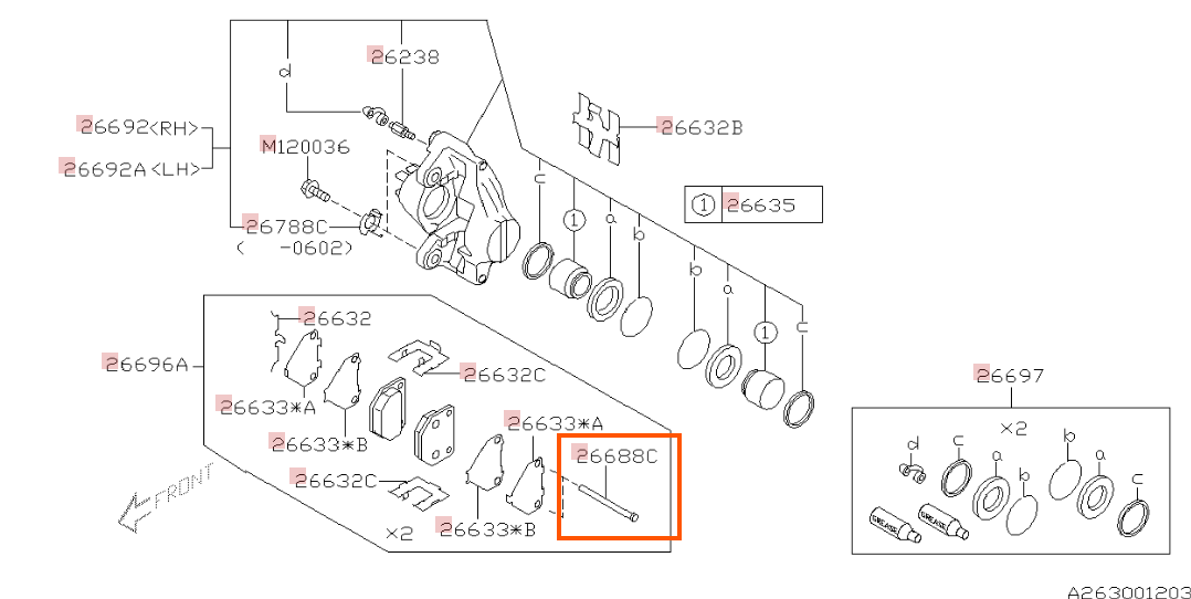 Subaru OEM Brake Pad Pin Rear Subaru WRX / STI 2006-2007 | 26628FA001