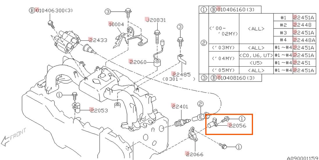 Subaru OEM Camshaft Position Sensor Subaru Legacy / Outback 3.0L 2001-2009 | 22056AA101