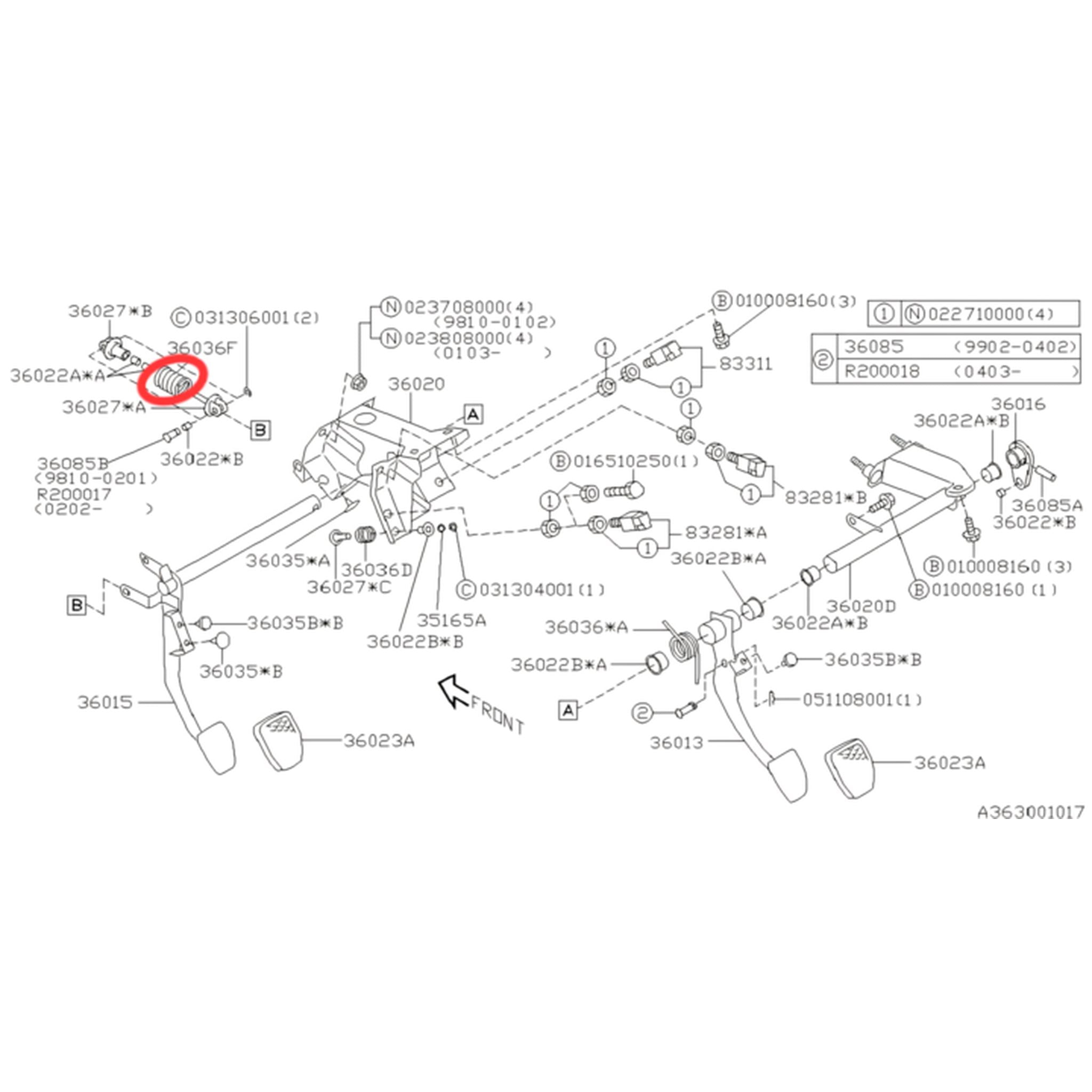 Subaru OEM Clutch Pedal Return Spring 19992024 BRZ, Forester, Impreza