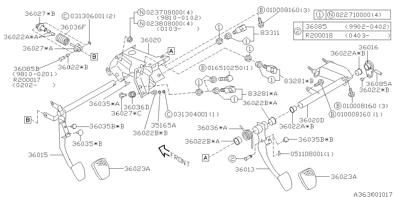 Subaru OEM Clutch Pedal Stopper | 36036FC011