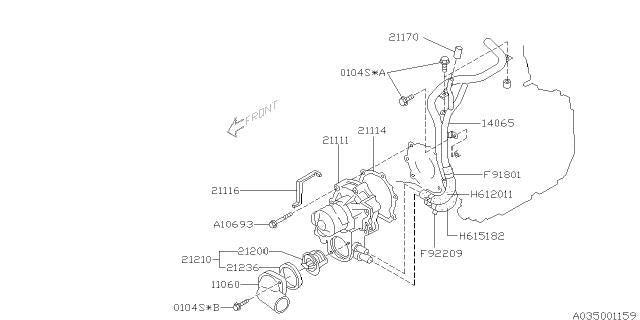 Subaru OEM Coolant Bypass Pipe 04-05 WRX / STI | 14065AA250