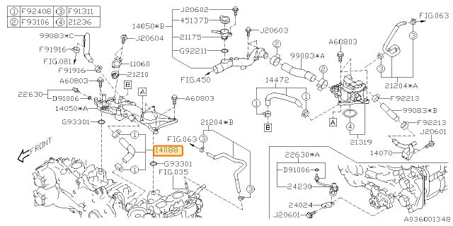 Subaru OEM Coolant Crossover Hose (20-25 Legacy - 25D) | 14088AA070