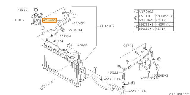 Subaru OEM Coolant Expansion Tank to Radiator Hose (08-14 WRX) | 45162AG010