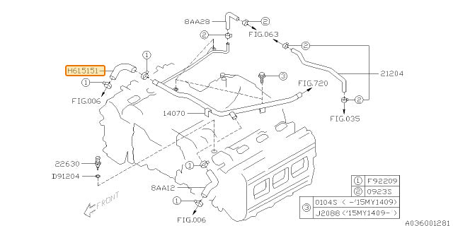 Subaru OEM Coolant Hose (05-09 Legacy - 30D) | 807615151