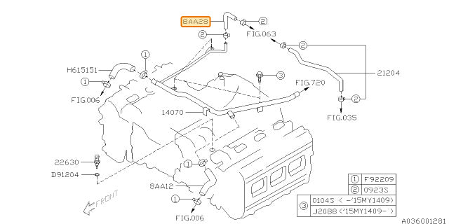 Subaru OEM Coolant Hose (05-09 Legacy - 30D) | 99078AA280