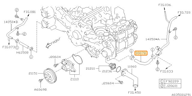 Subaru OEM Coolant Hose | 99078AB320