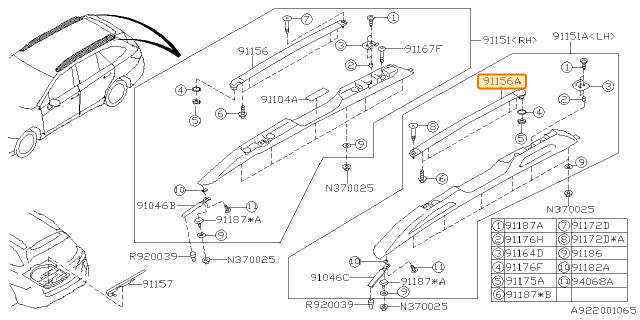 Subaru OEM Crossbar Assembly - Left Hand (15+ Outback) | 91156AL01A
