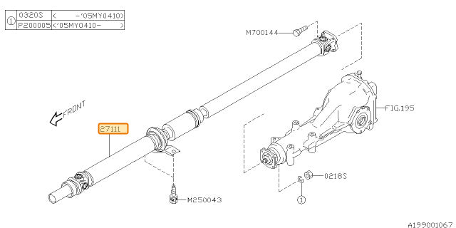 Subaru OEM Driveshaft (05-09 Legacy/Outback Auto) | 27111AG06A