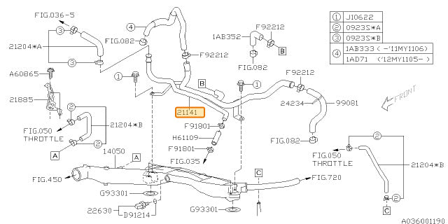 Subaru OEM Engine Coolant Pipe | 21141AA150